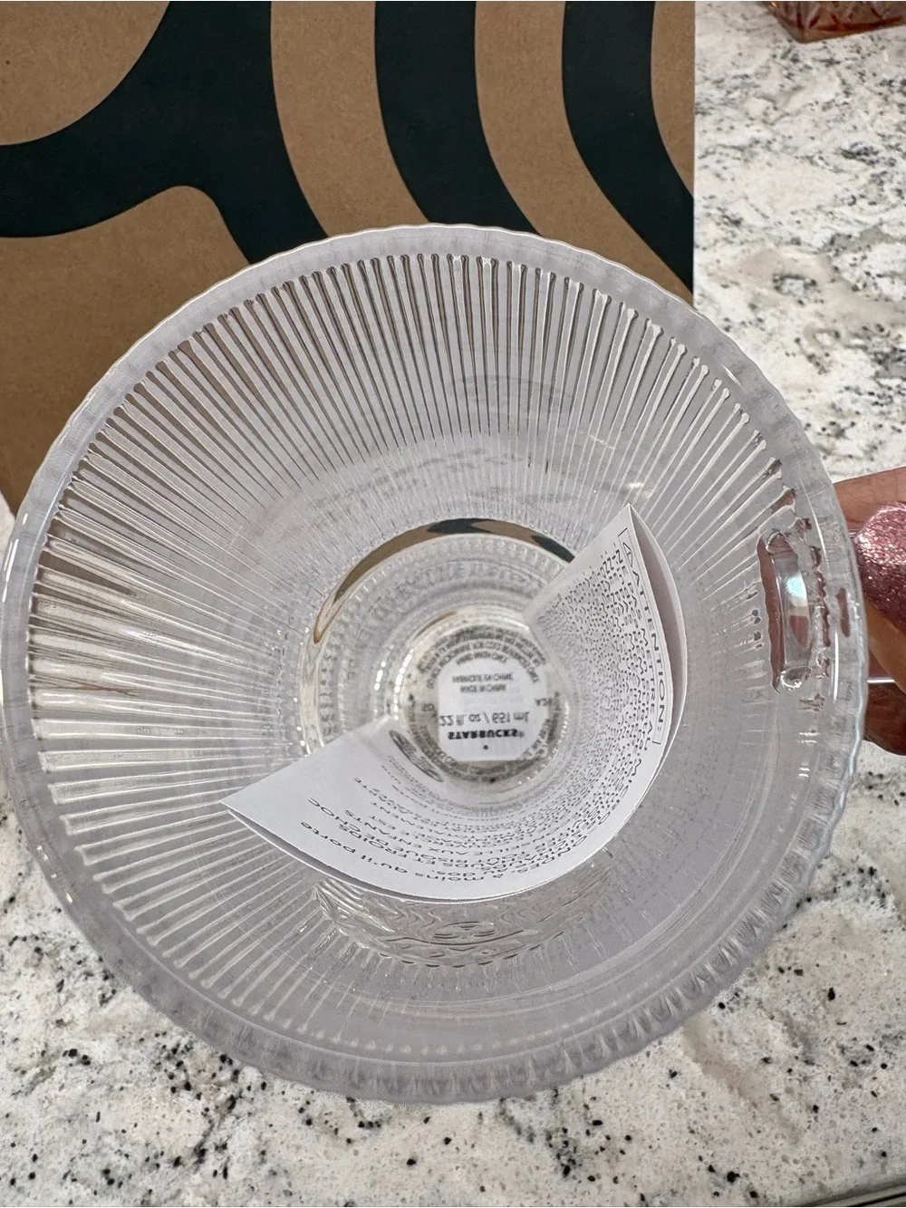 Starbucks 2026 Fall Pleated Clear Glass Handle Cold Cup Tumbler. NWT. HTF.